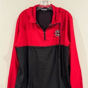 Pennant Mens Large Black Red  Windbreaker Lightweight Quarter Zip Pullover Sport
